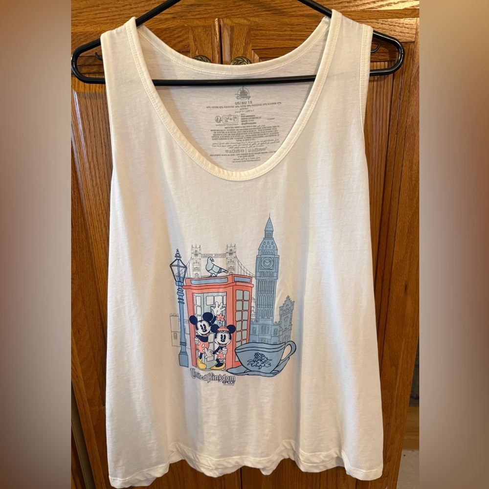 Disney Cream Tank Top with London Mickey and Minnie Graphic